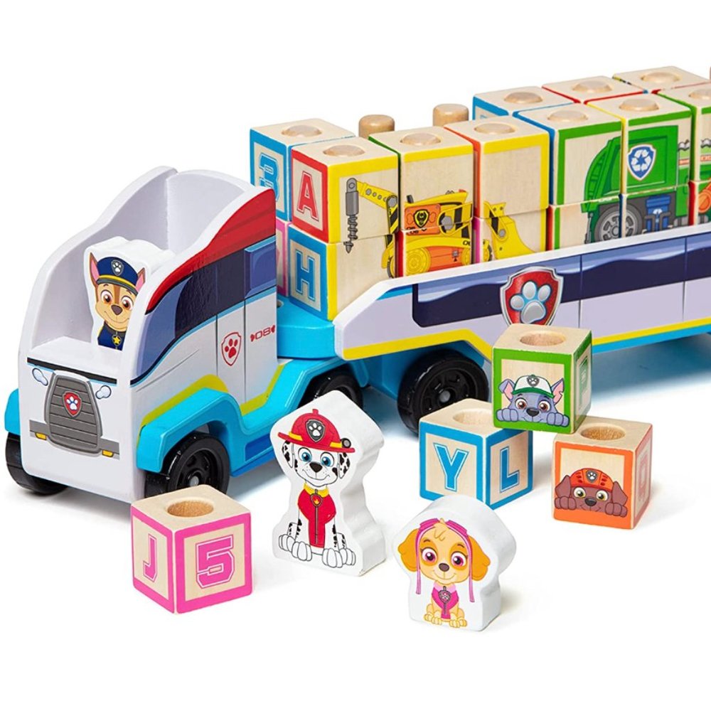 Melissa & Doug PAW Patrol Wooden ABC Block Truck (33 Pieces) - Sort And Stack